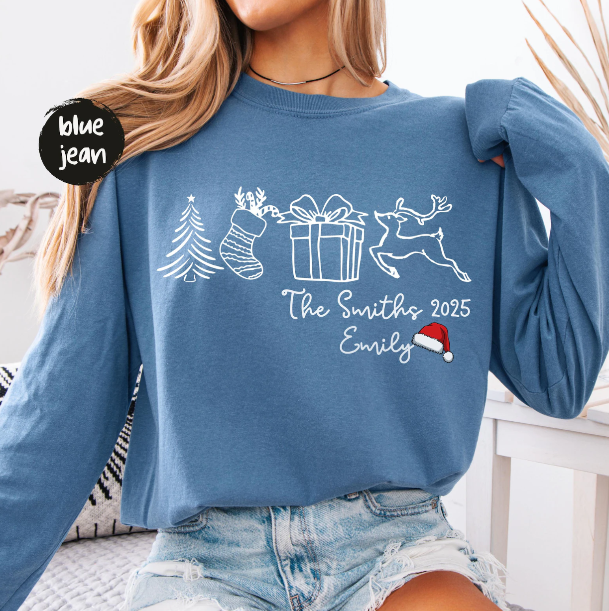 Funny Family Xmas Pjs, Comfort Colors Personalized Holiday Tee, Custom Xmas Gift