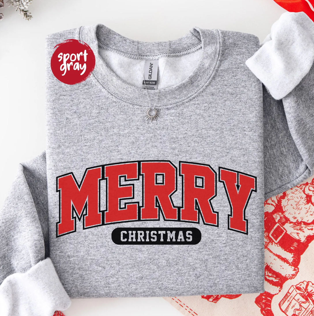 Merry Christmas Sweatshirt, Retro Christmas Sweatshirt