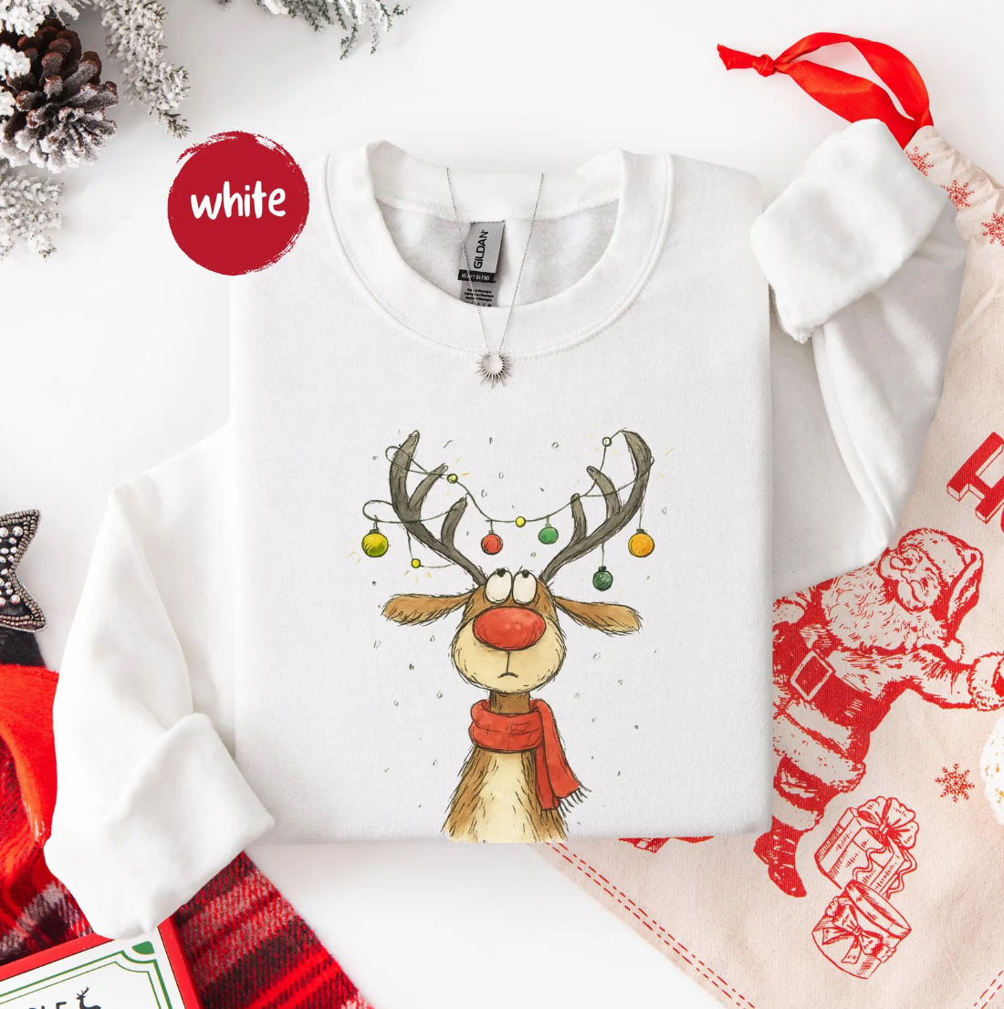 Vintage Reindeer Sweatshirt, Cute Christmas Sweatshirt