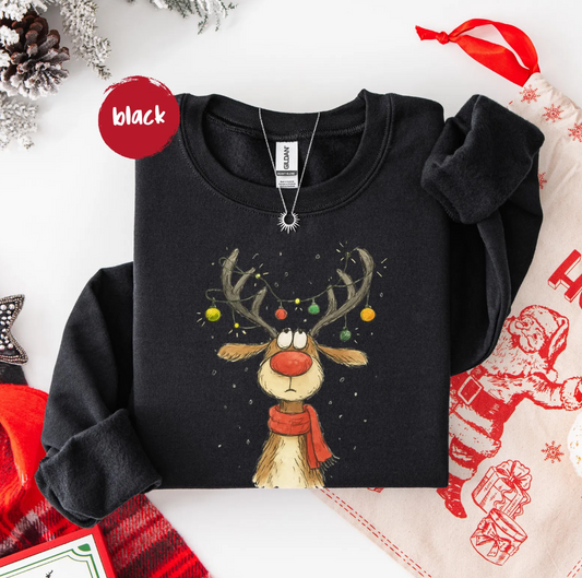 Vintage Reindeer Sweatshirt, Cute Christmas Sweatshirt