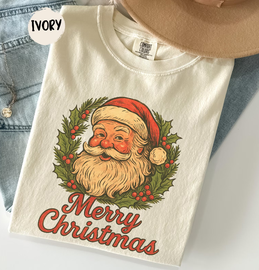Vintage Christmas Shirt, Retro Santa Christmas Tee, Merry Christmas Shirt