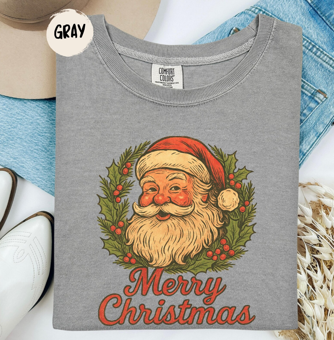 Vintage Christmas Shirt, Retro Santa Christmas Tee, Merry Christmas Shirt